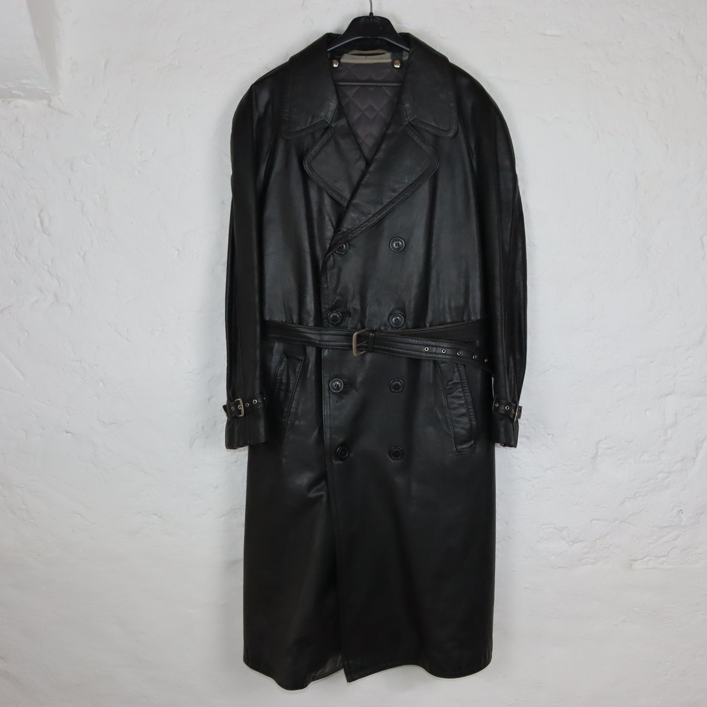 Vintage 80s 90s NIKATOR DDR VEB Freiberg leather coat with belt and lining 50 L