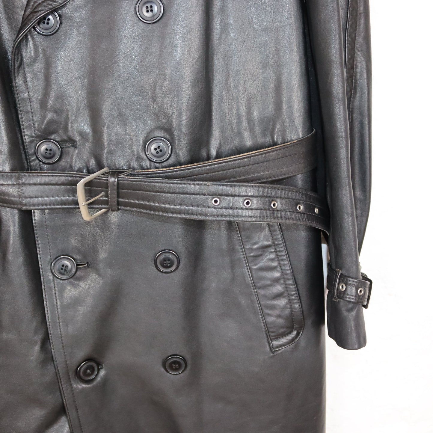 Vintage 80s 90s NIKATOR DDR VEB Freiberg leather coat with belt and lining 50 L