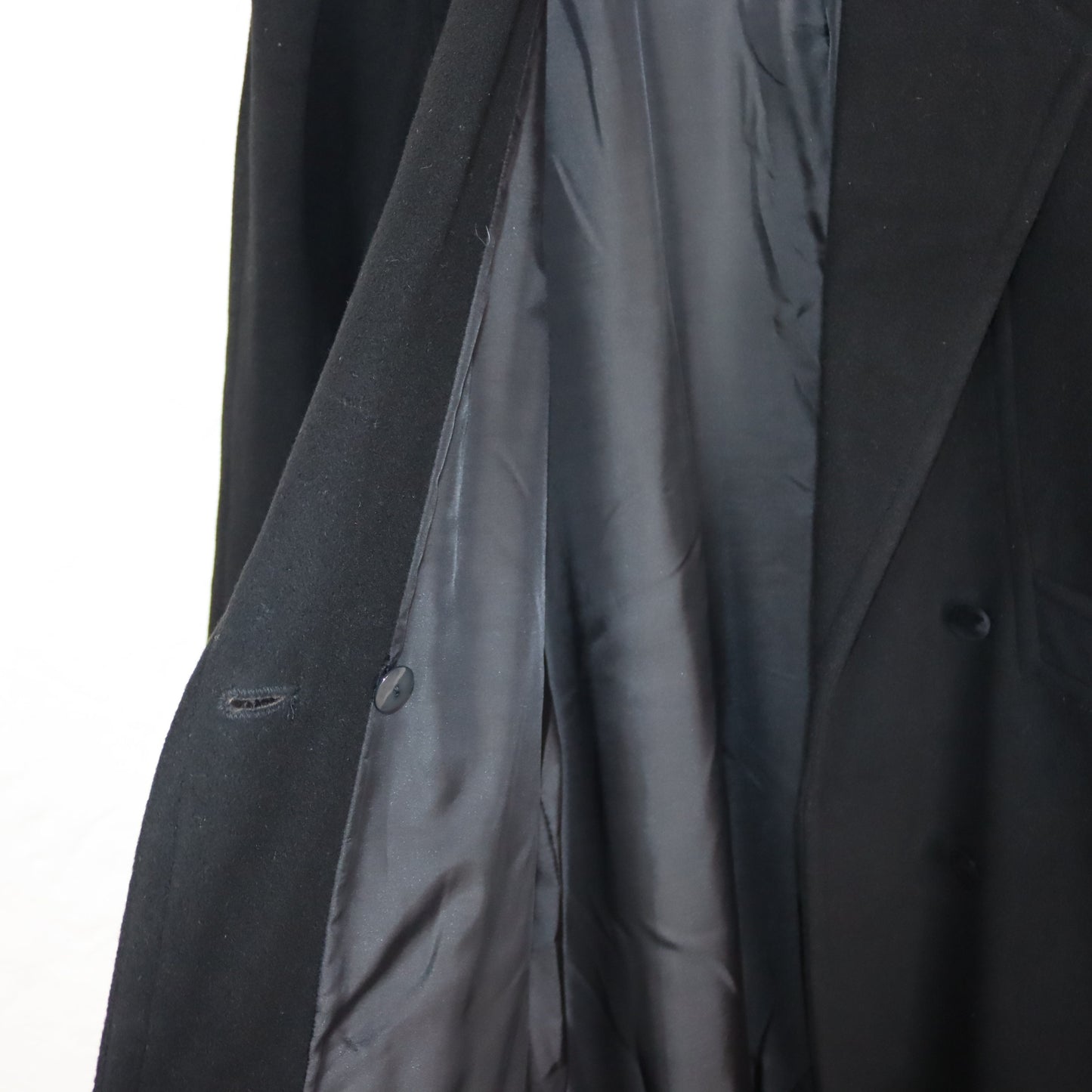 Vintage 80s 90s wool coat coat black velvet collar premium basic 40