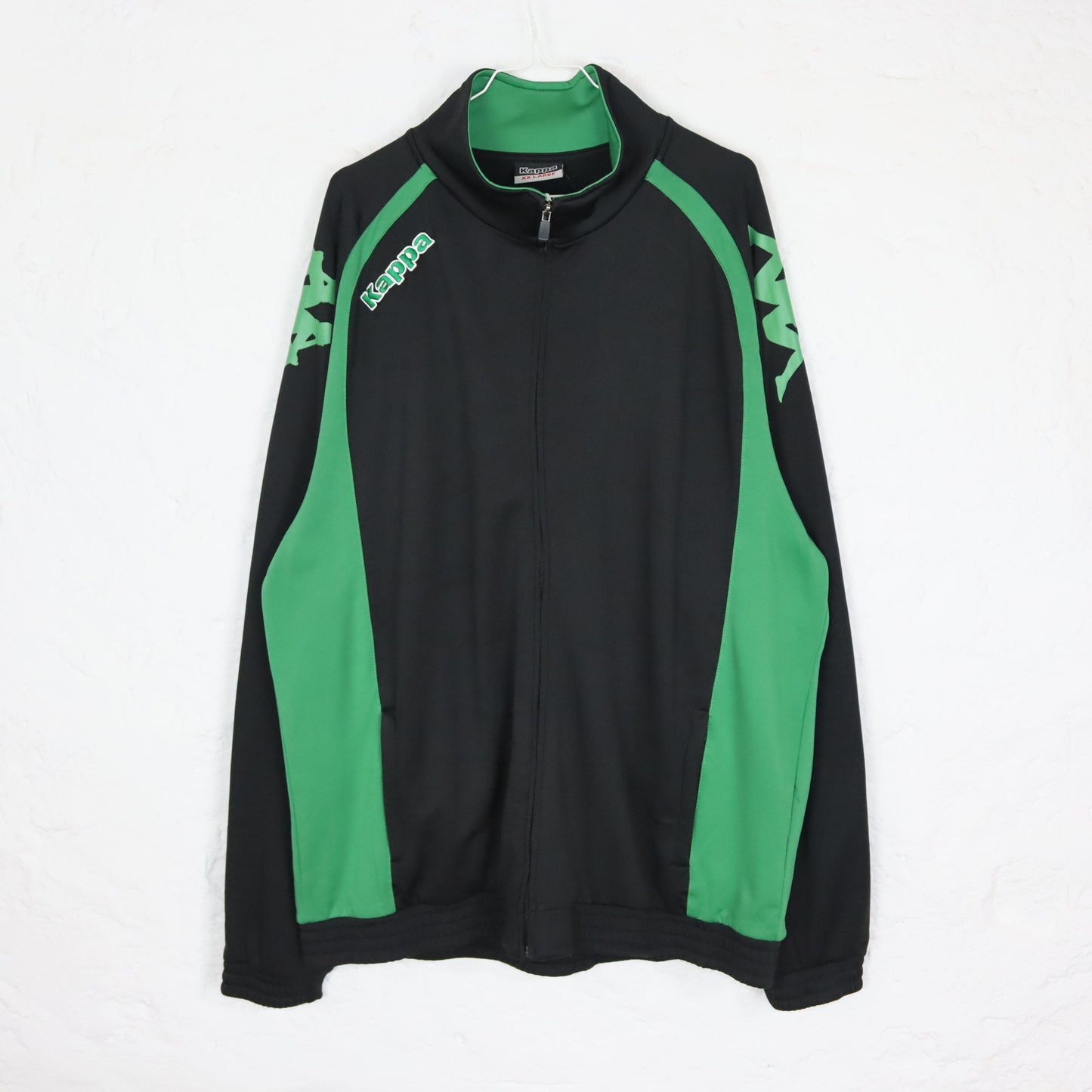 Vintage 90s 00s Y2K KAPPA tracksuit jacket black green stand-up collar UNWORN with label XXL