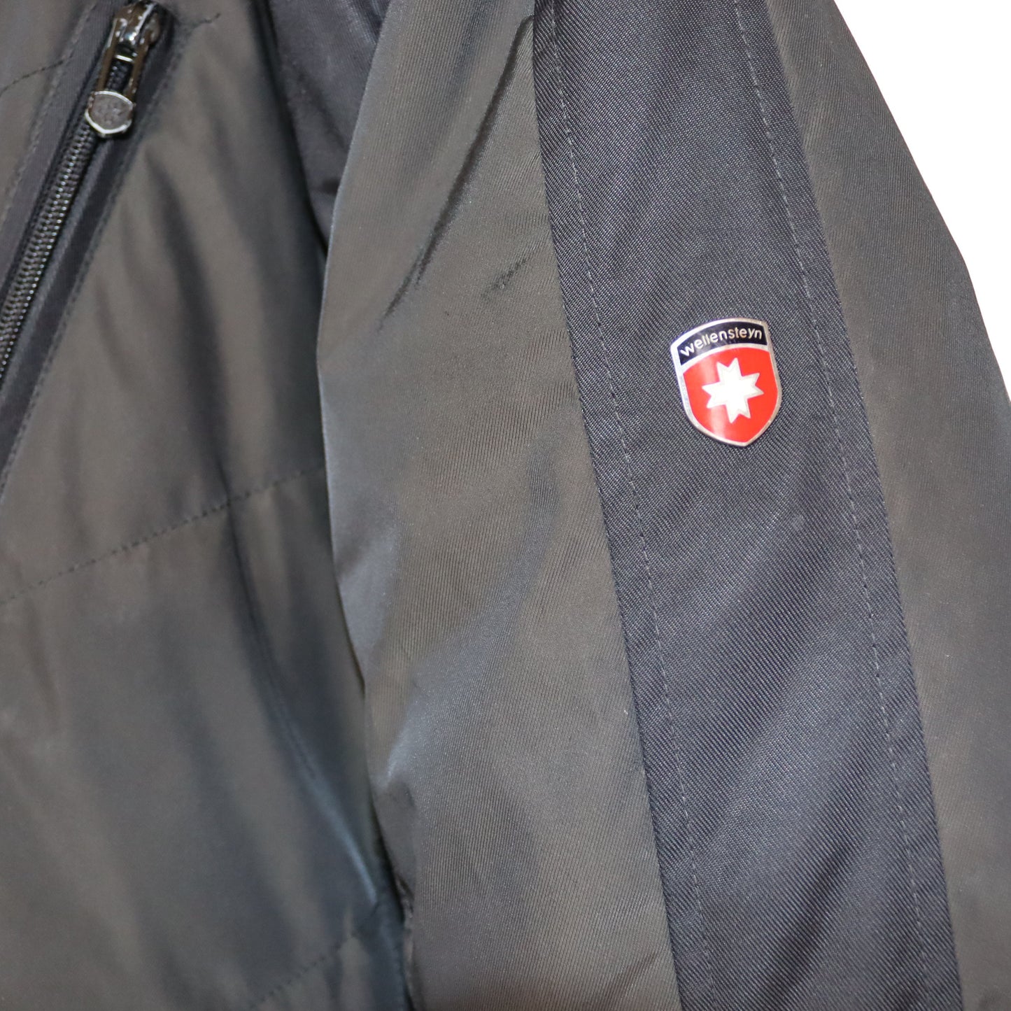 Vintage 00er Y2K WELLENSTEYN Winterjacke gefüttert mit Kapuze schwarz khaki metallic S