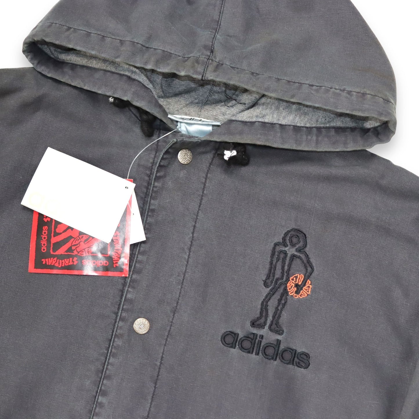 Vintage ADIDAS Rare Streetball Jacket Denim Gray Deadstock 176 M