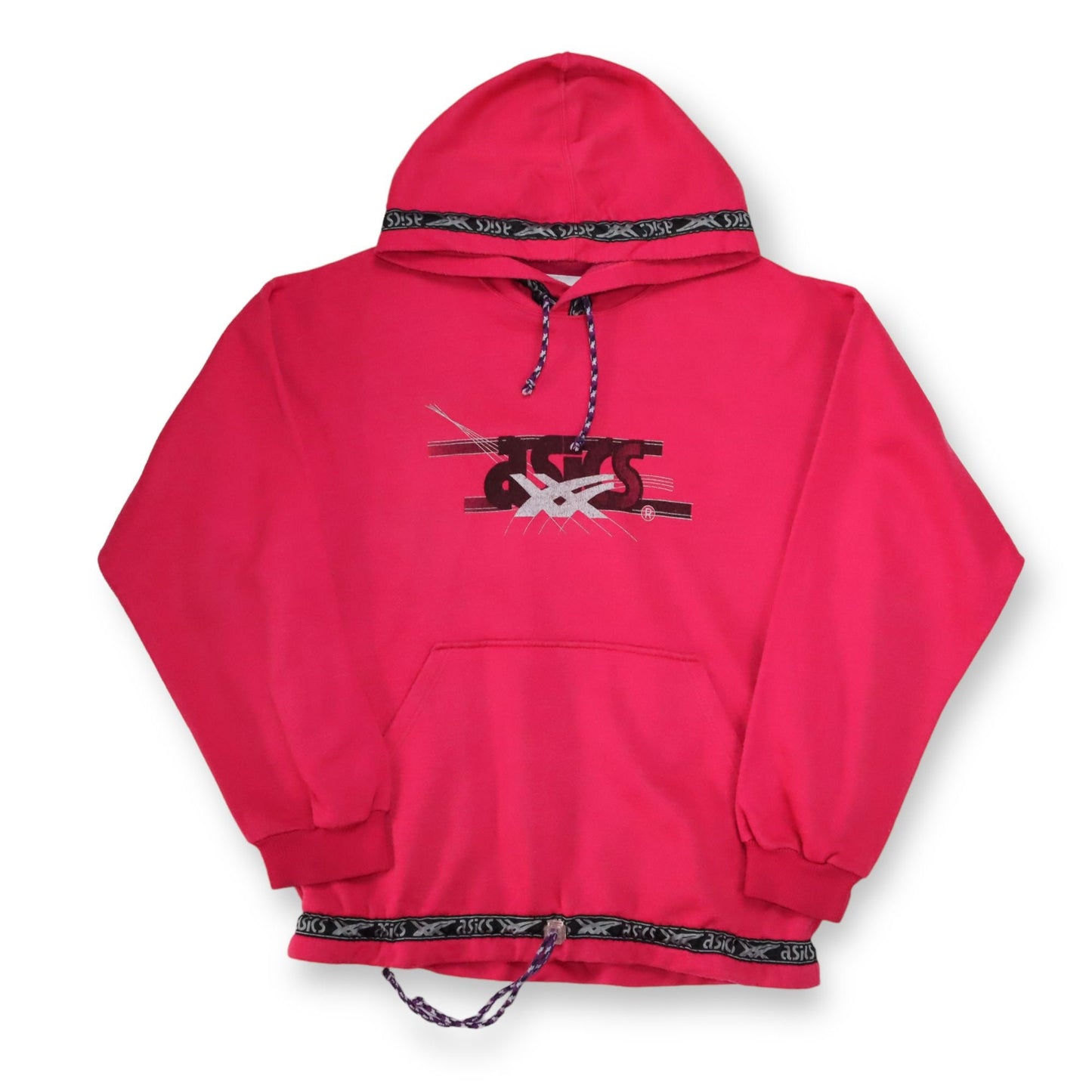 Vintage 80er 90er ASICS Hoodie Pullover Print pink Print M