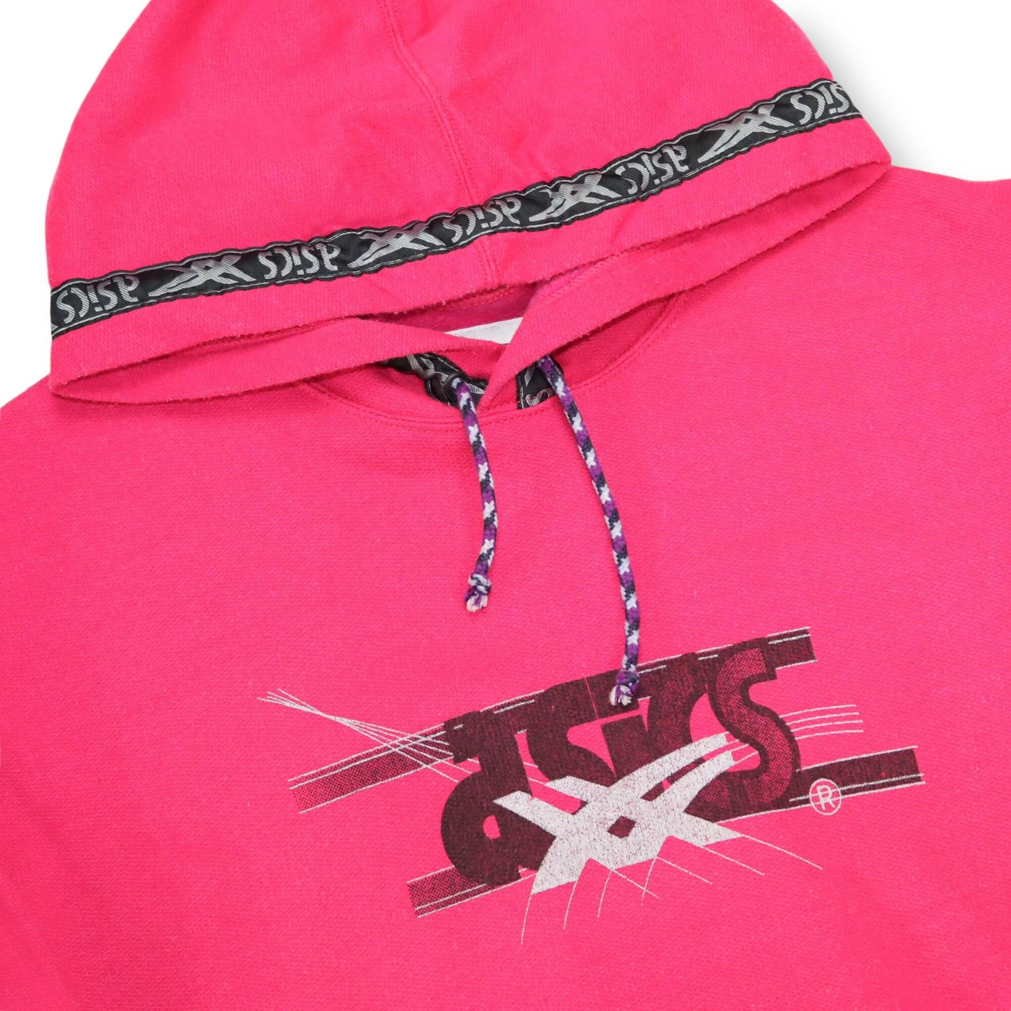 Vintage 80er 90er ASICS Hoodie Pullover Print pink Print M