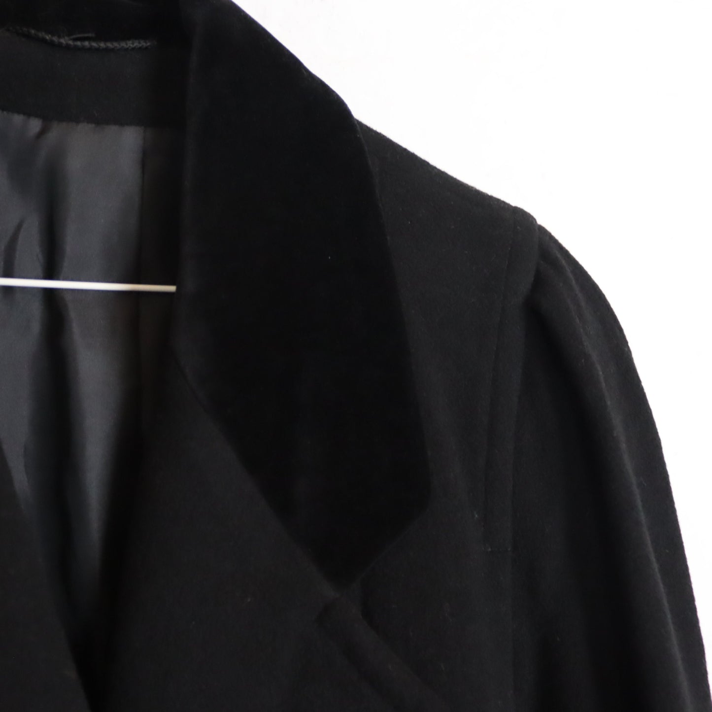 Vintage 80s 90s wool coat coat black velvet collar premium basic 40
