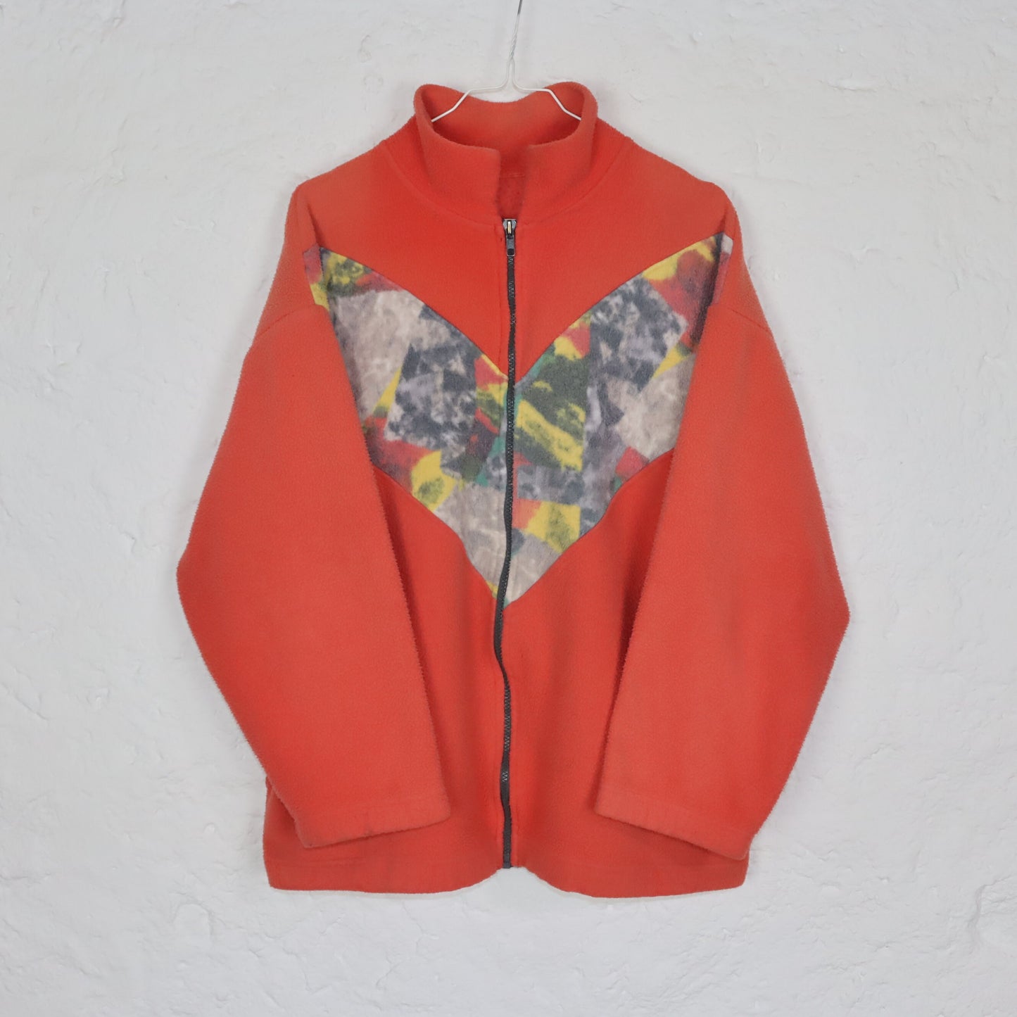 Vintage 80s 90s ETIREL fleece jacket crazy pattern collar M