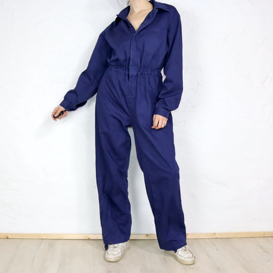 Vintage 80er 90er Workwear Overall Einteiler langarm blau 50 M