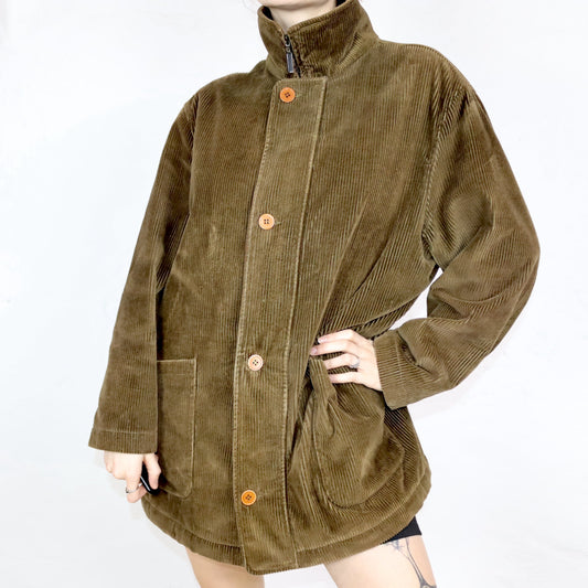 Vintage 80er 90er GUY LAROCHE Paris Cordjacke Stehkragen leicht gefüttert 50 L
