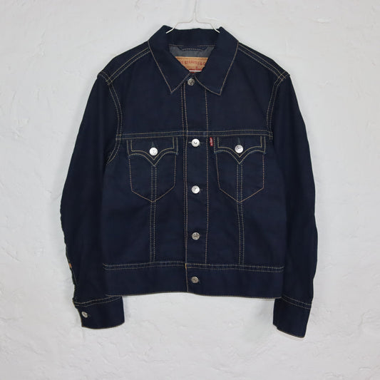 Vintage 00er Y2K LEVIS Jeansjacke dunkelblau UNGETRAGEN mit Etikett L