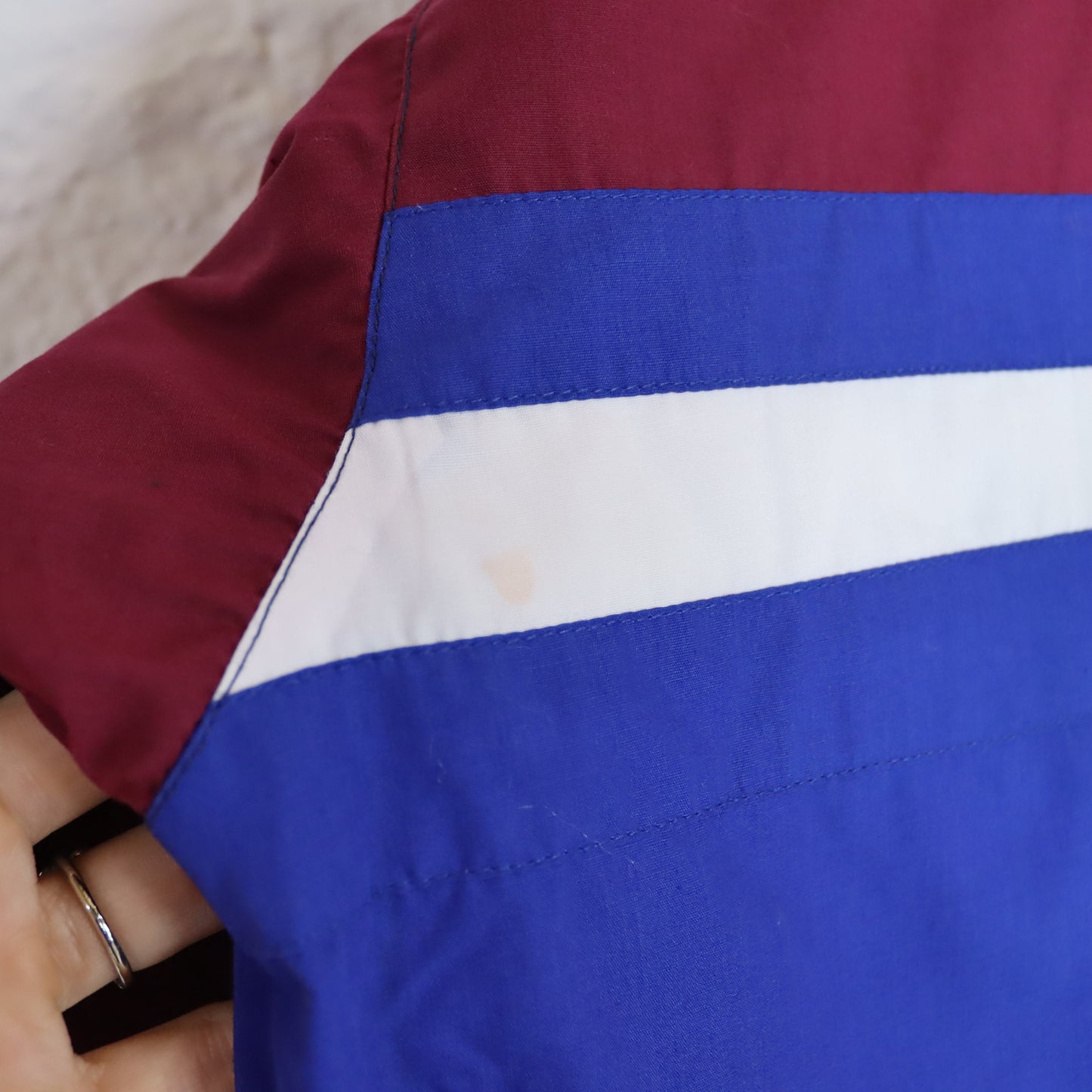 Vintage 80s 90s DONNAY tracksuit jacket red blue stand-up collar double-layered M