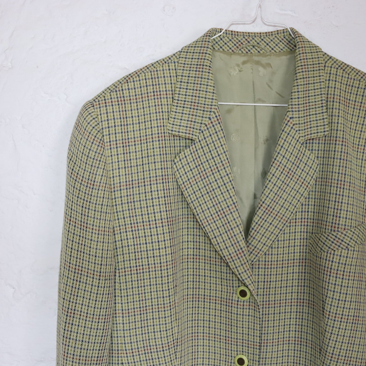 Vintage 80s 90s HENSEL & MORTENSEN Premium Blazer virgin wool viscose checked shoulder pads L
