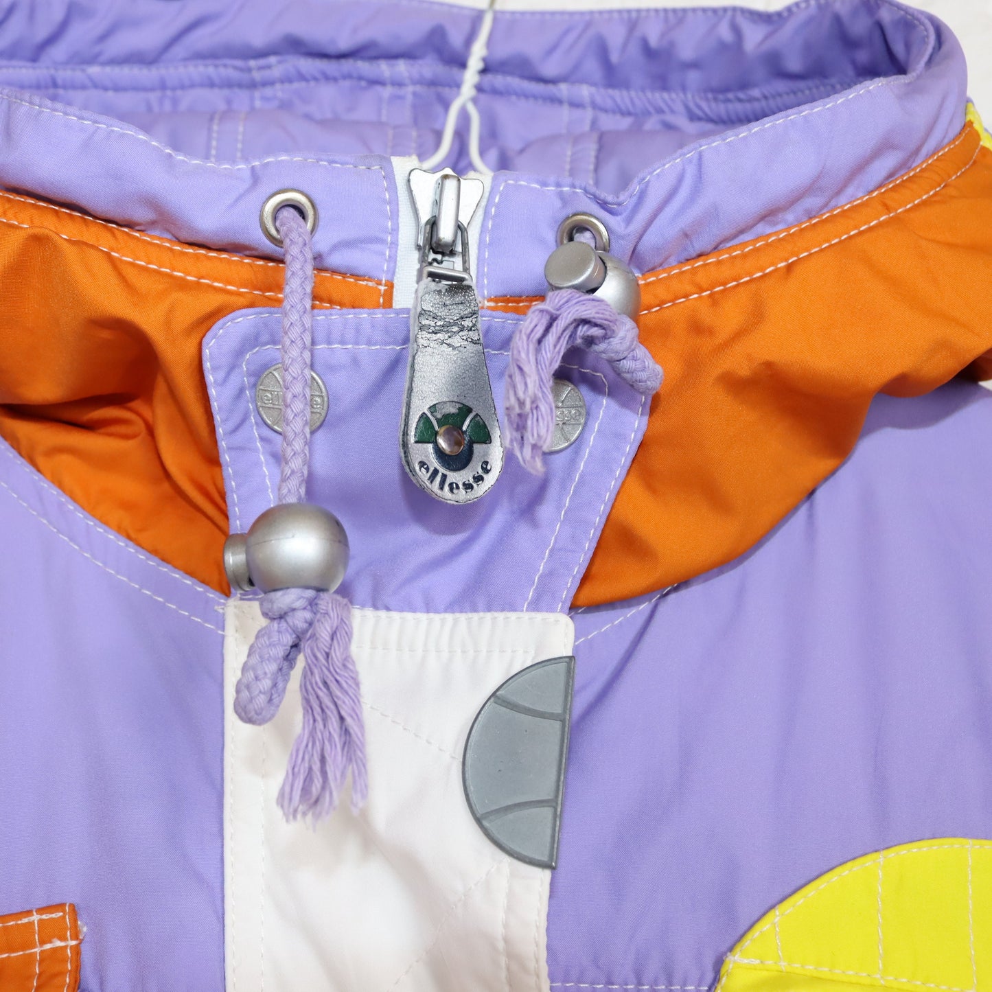 Vintage 80s 90s ELLESSE Rare Ski Jacket Winter Jacket Lined White Orange Lilac Yellow Thermal Insulation 38/40