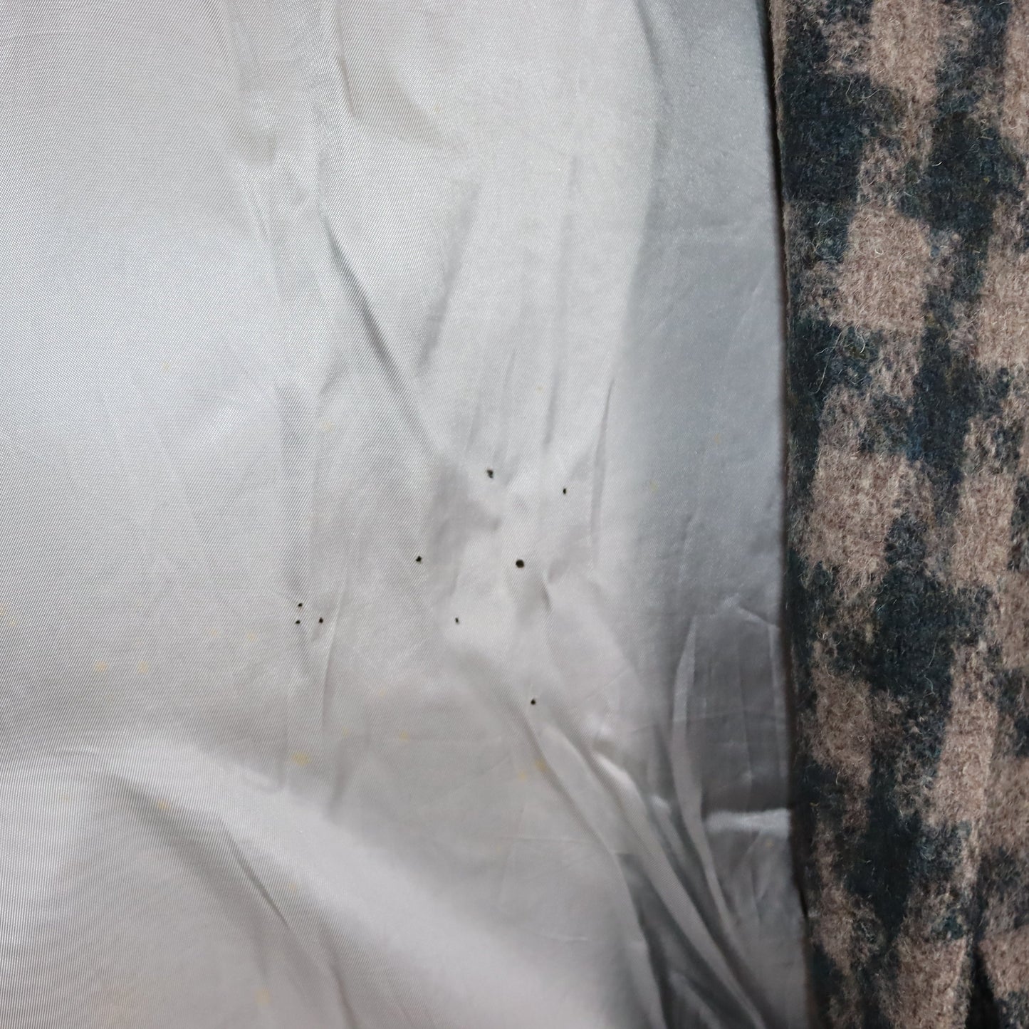 Vintage 80er 90er RE ARTU Wollmantel Mantel Blazer Schurwolle Schulterpolster kariert braun dunkelblau 50 L
