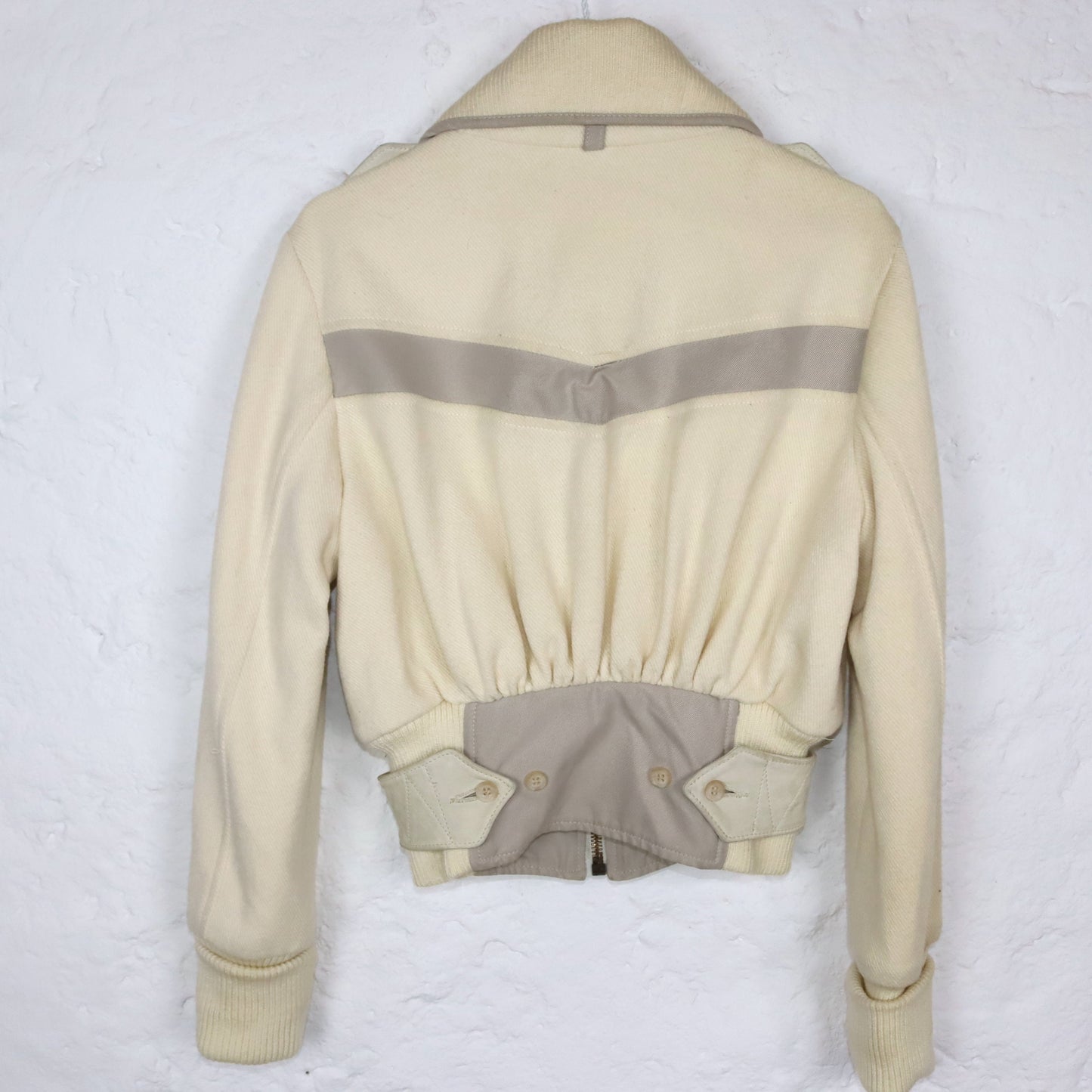 Vintage 80s 90s DIESEL Premium wool jacket jacket wool leather cream white tailored point collar S