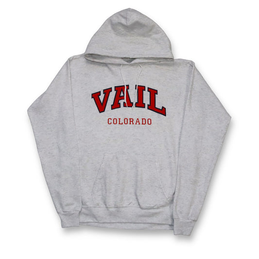 Vintage 80er 90er HANES Hoodie Pullover grau rot Vall Colorado S
