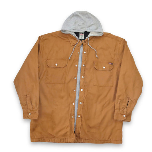 Vintage 90er 00er Y2k DICKIES Workwear Jacke Hemd mit Kapuze beige 2XL