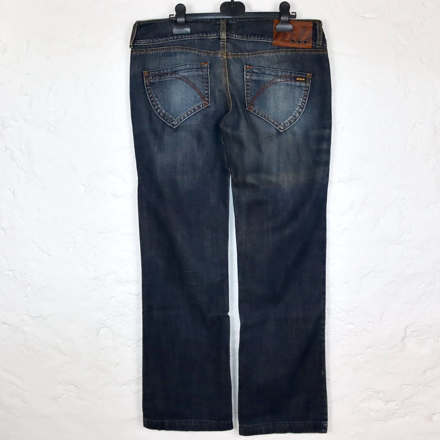 Vintage 90er 00er Y2k KILLAH Jeans low waist Hüfthose Schlaghose dunkelblau Deadstock W33