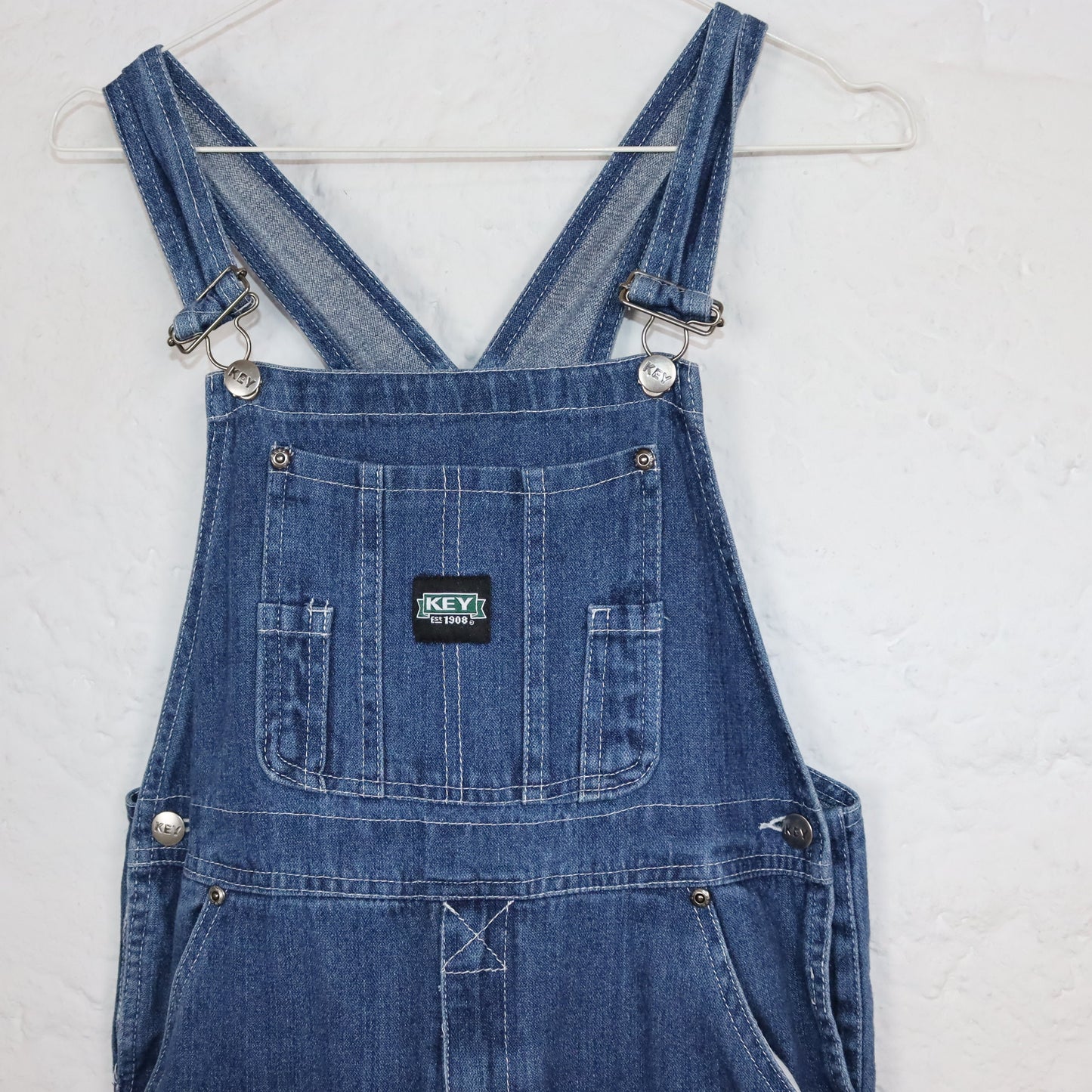 Vintage 80s 90s KEY dungarees one-piece overall thin denim fabric Denim S