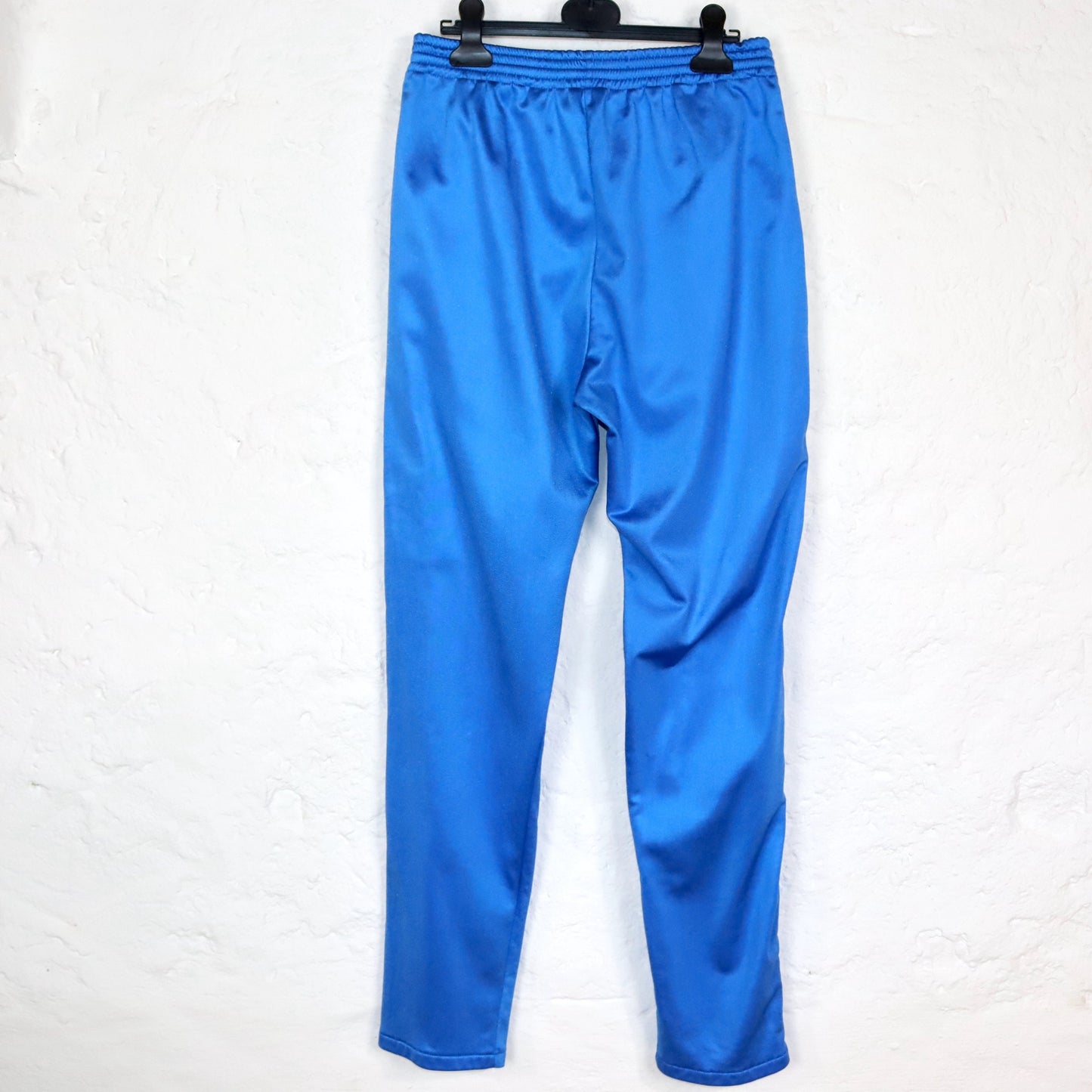 Vintage 80er 90er ASICS Jogginghose Trainingshose blau weiß glänzend 50 L