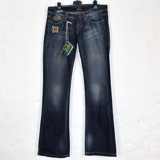 Vintage 90er 00er Y2k KILLAH Jeans low waist Hüfthose Schlaghose Stickerei Deadstock W28
