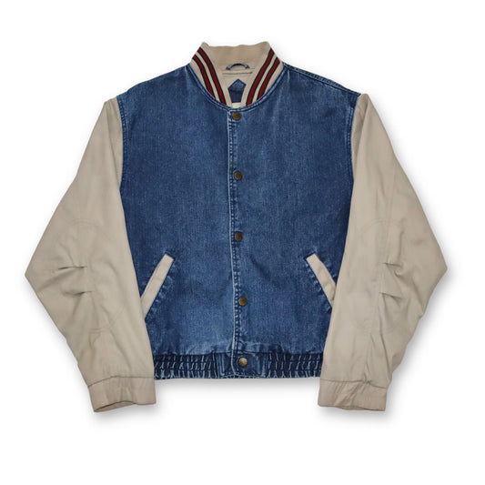 Vintage 80re 90er GREAT LAND Baseballjacke Jacke Denim beige blau S