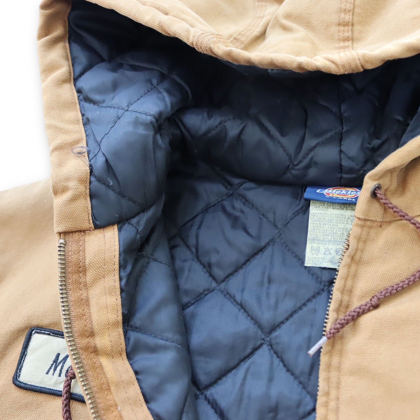 Vintage 90s 00s Y2k DICKIES Workwear Jacket lightly lined with hood beige XL