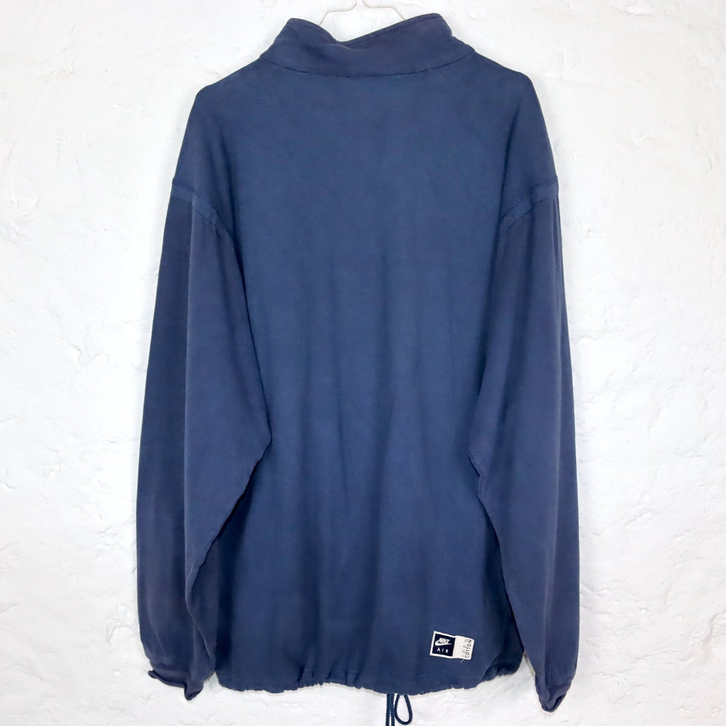 Vintage 80er 90er NIKE AIR Sweatshirt Pullover Stehkragen Taschen Reißverschluss dunkelblau M