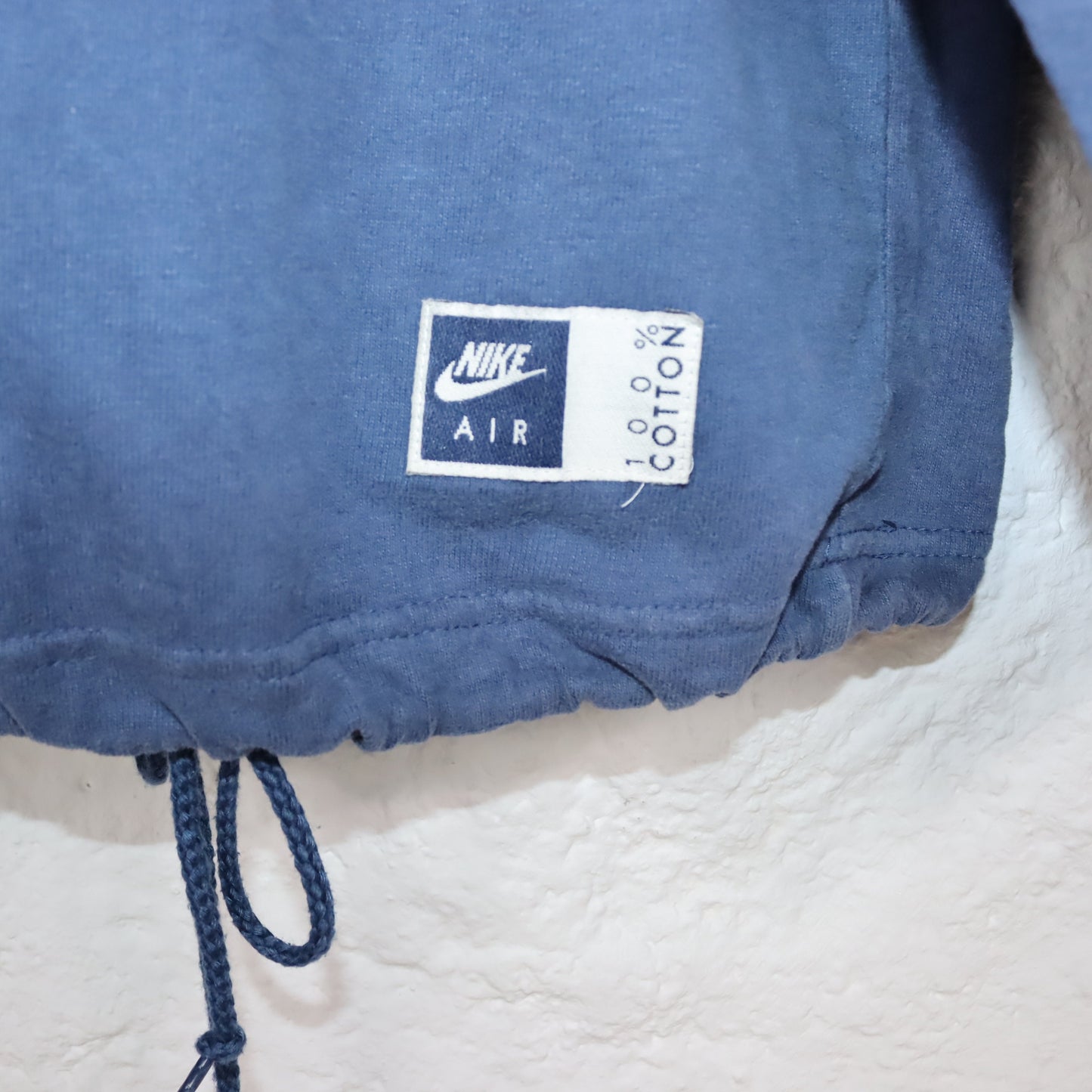 Vintage 80er 90er NIKE AIR Sweatshirt Pullover Stehkragen Taschen Reißverschluss dunkelblau M