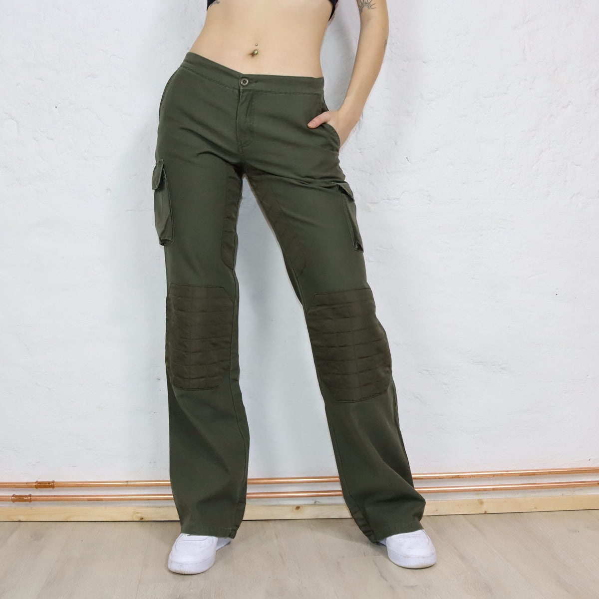 Vintage 90er 00er Y2k KILLAH Hose low waist weites Bein Baggy Cargo khaki Deadstock W29
