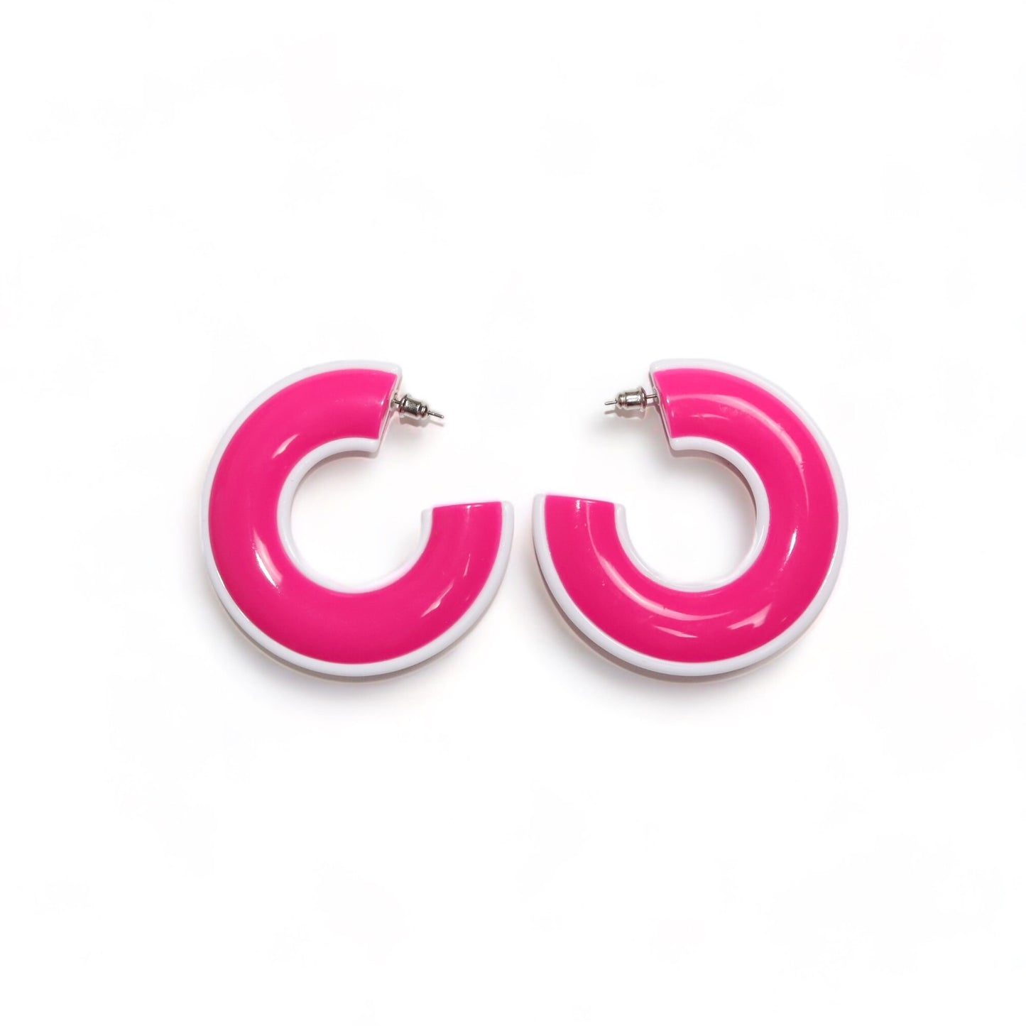 Vintage 80er 90er Y2k Ohrringe Creolen Ohrstecker Deadstock pink weiß