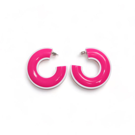 Vintage 80er 90er Y2k Ohrringe Creolen Ohrstecker Deadstock pink weiß