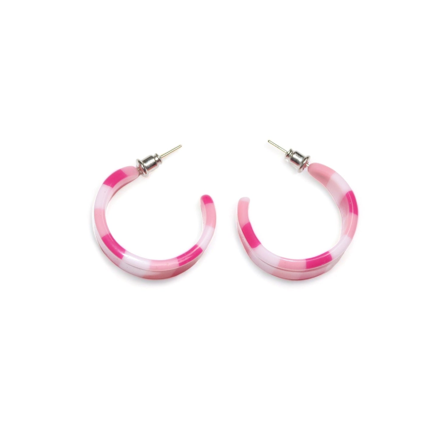 Vintage 80s 90s Y2k earrings hoop earrings deadstock striped pink white