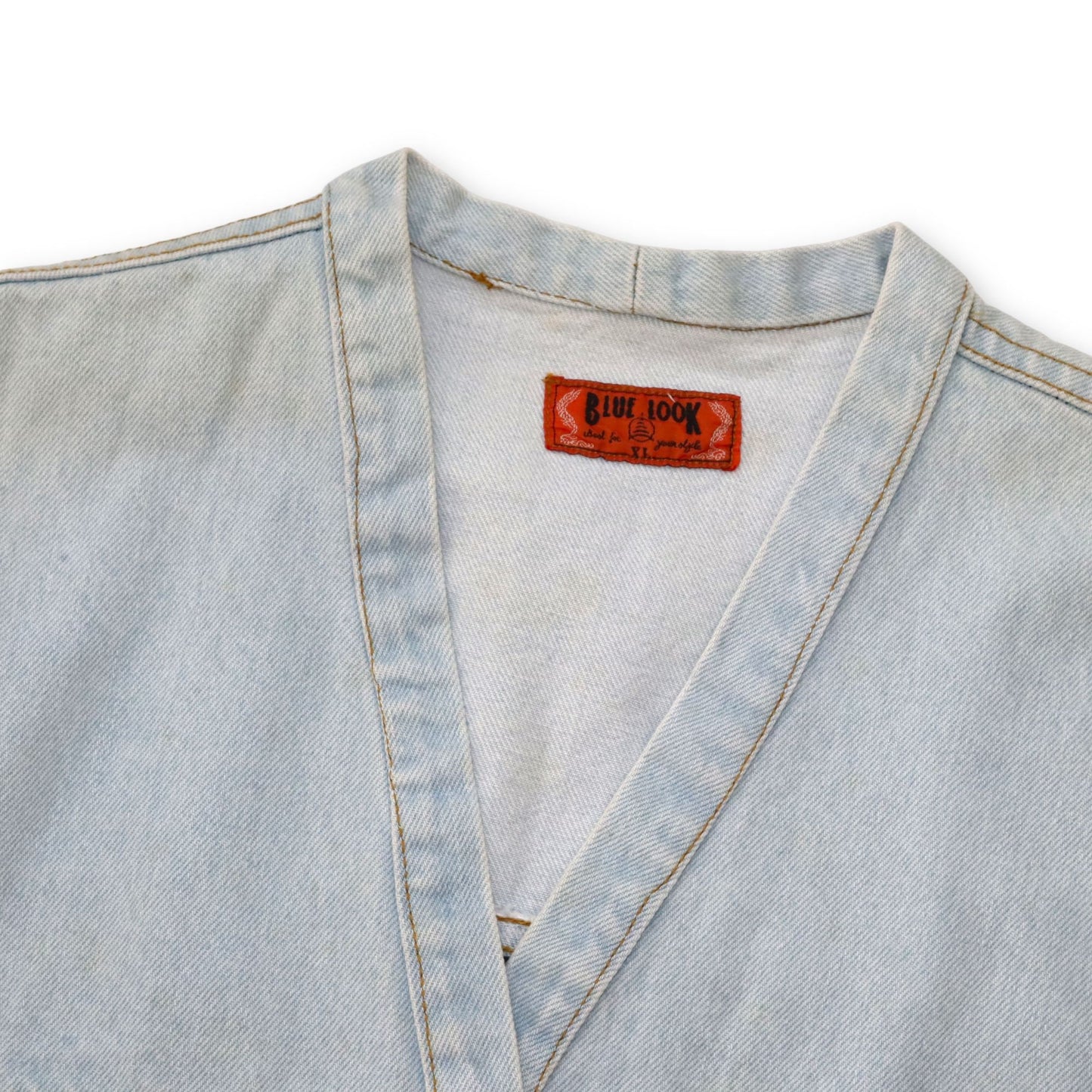 Vintage 80s 90s BLUE LOOK denim jacket crop light blue deadstock XL