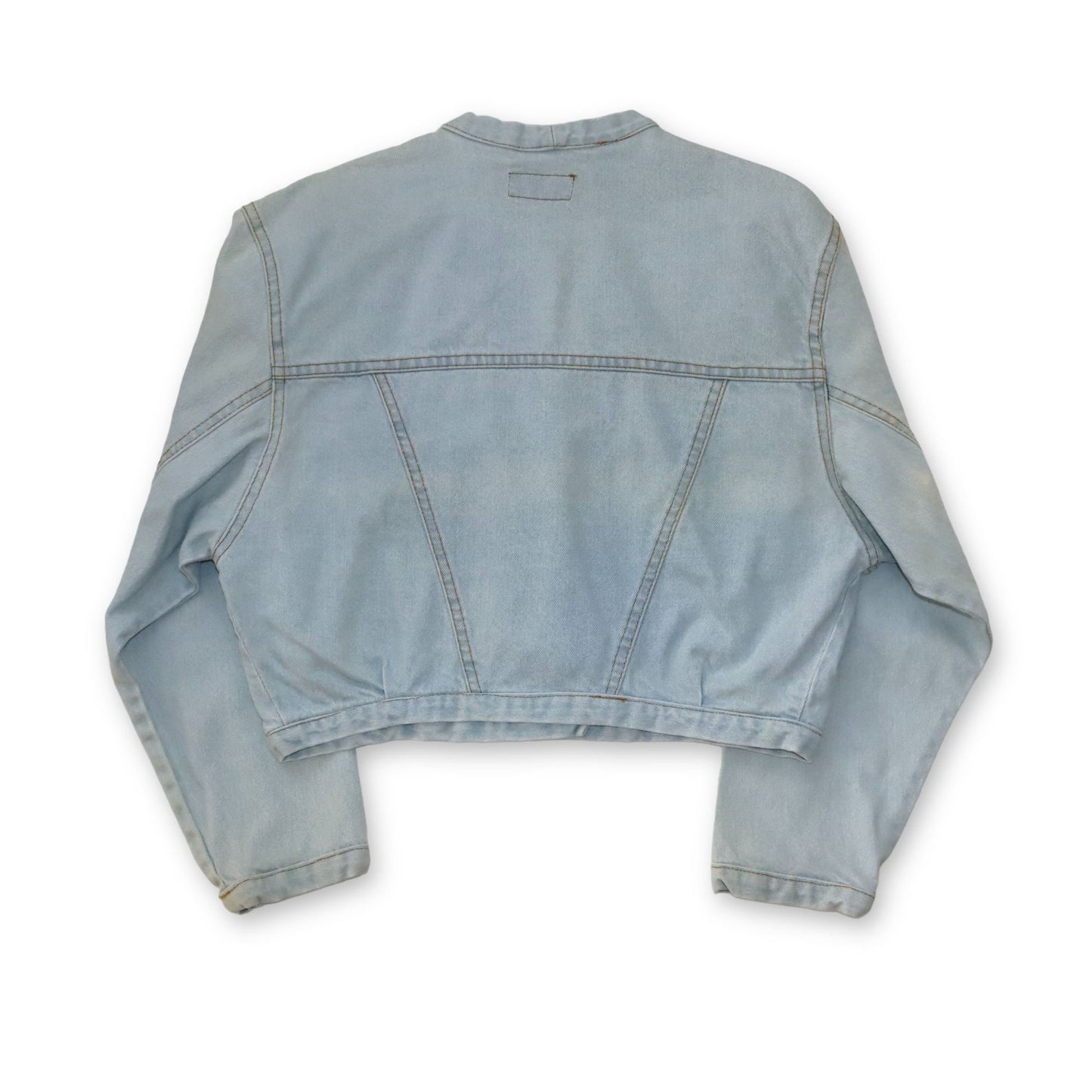 Vintage 80s 90s BLUE LOOK denim jacket crop light blue deadstock XL