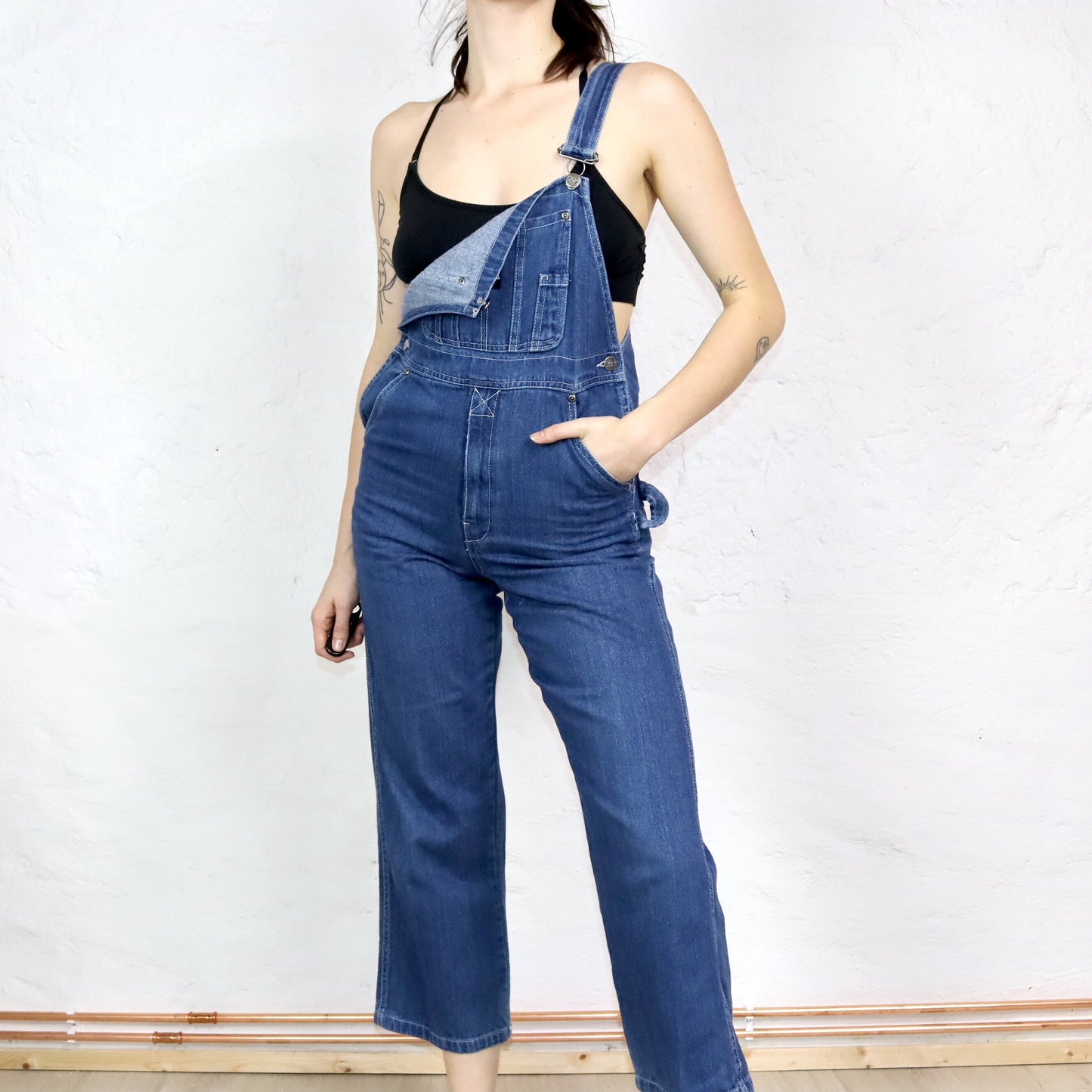 Vintage 80s 90s KEY dungarees one-piece overall thin denim fabric Denim S