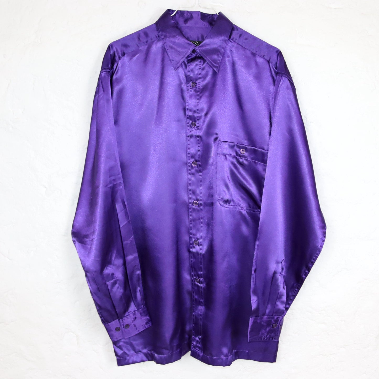 Vintage 80s 90s S.VALERO shirt long sleeve shiny purple L