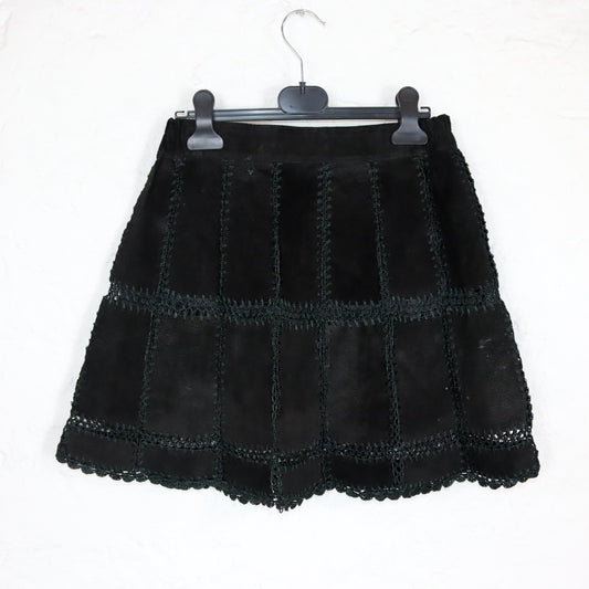 Vintage 80er 90er Lederrock Minirock schwarz highwaist S