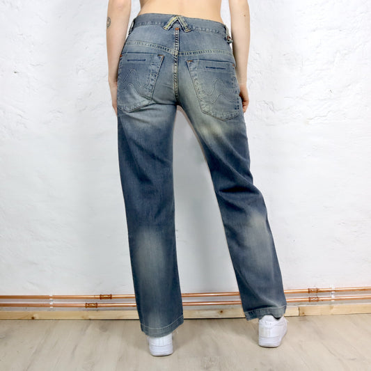 Vintage 90er 00er Y2k WAXY Jeans Hose Baggy weites Bein Deadstock W28