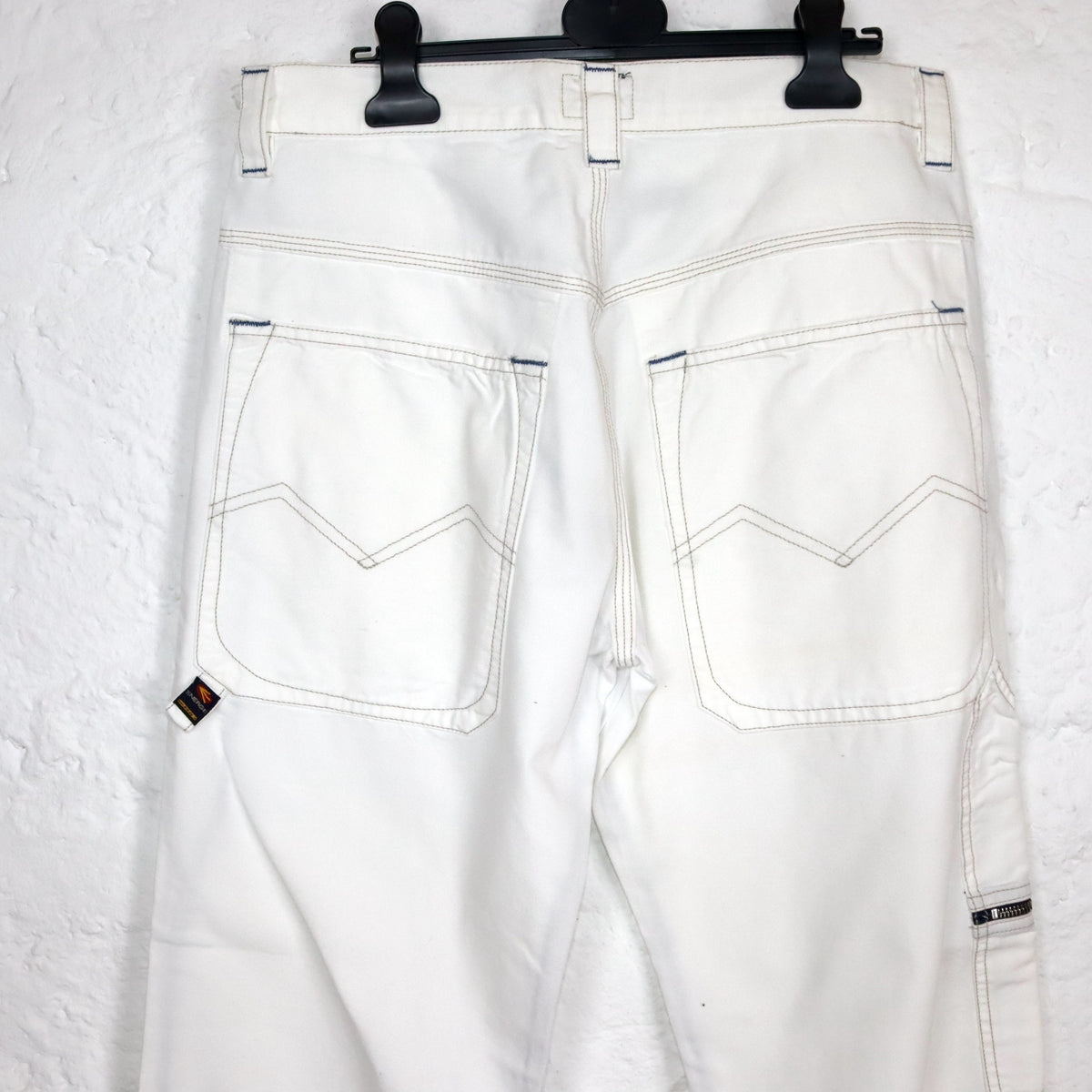 Vintage 90er 00er Y2k ENERGIE Baggy Pants Hose weites Bein weiß Deadstock W32 M