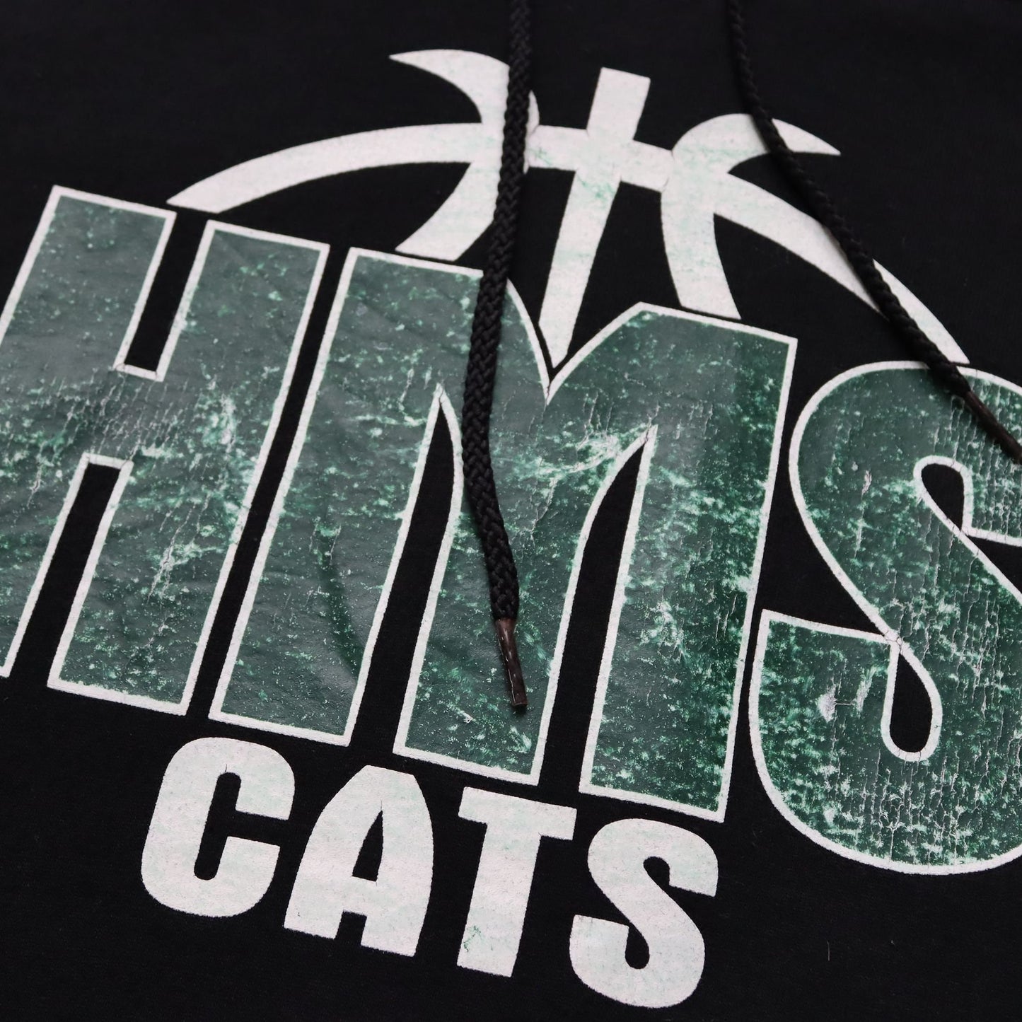 Vintage 80er 90er CHAMPION Hoodie Pullover HMS Cats schwarz grün M