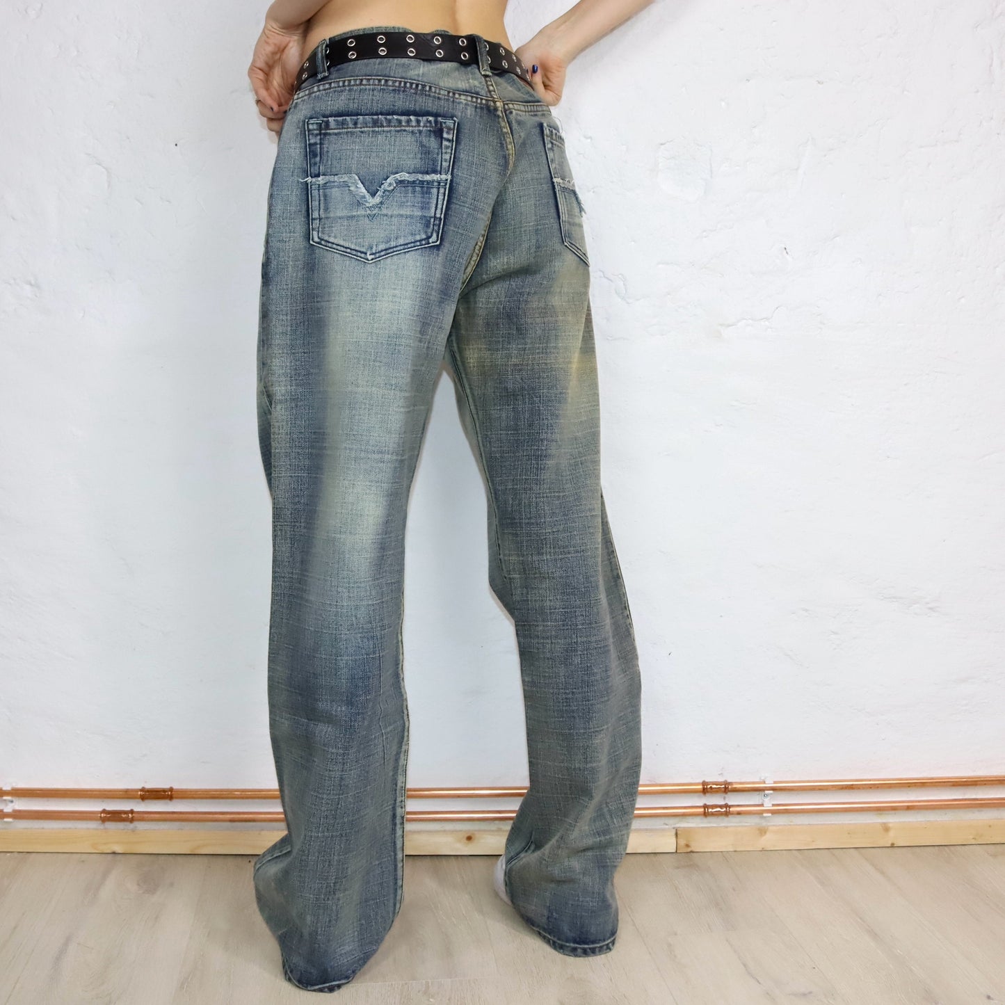 Vintage 90s 00s Y2k DIESEL baggy pants low waist jeans wide leg deadstock W36