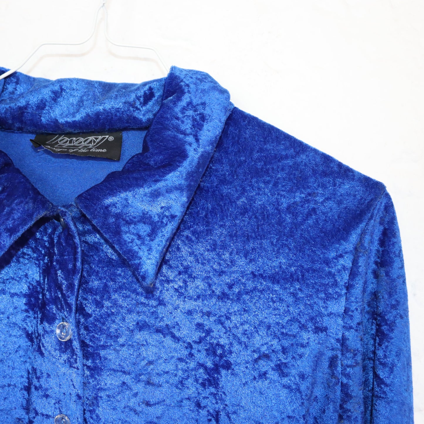 Vintage 90s 00s ORSAY velvet blouse long sleeve blouse velvet blue S
