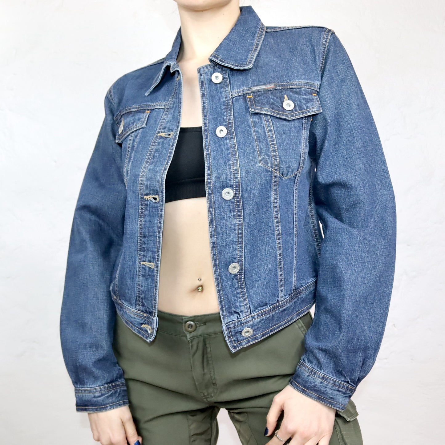 Vintage 90s 00s Y2k CRACKER denim jacket denim short cut Deadstock M