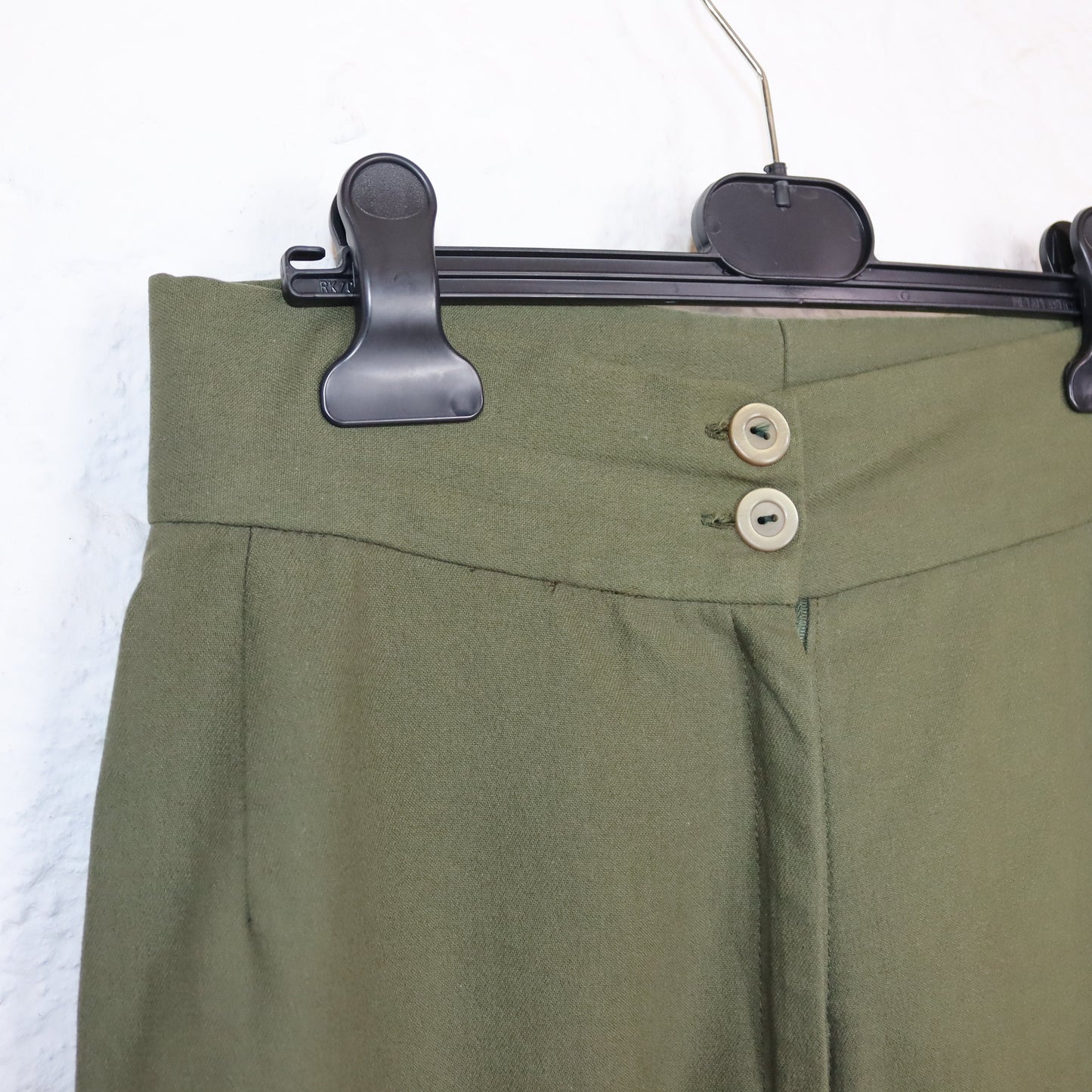 Vintage 70s 80s Marlene trousers high waist embroidery khaki dark green wide leg 38