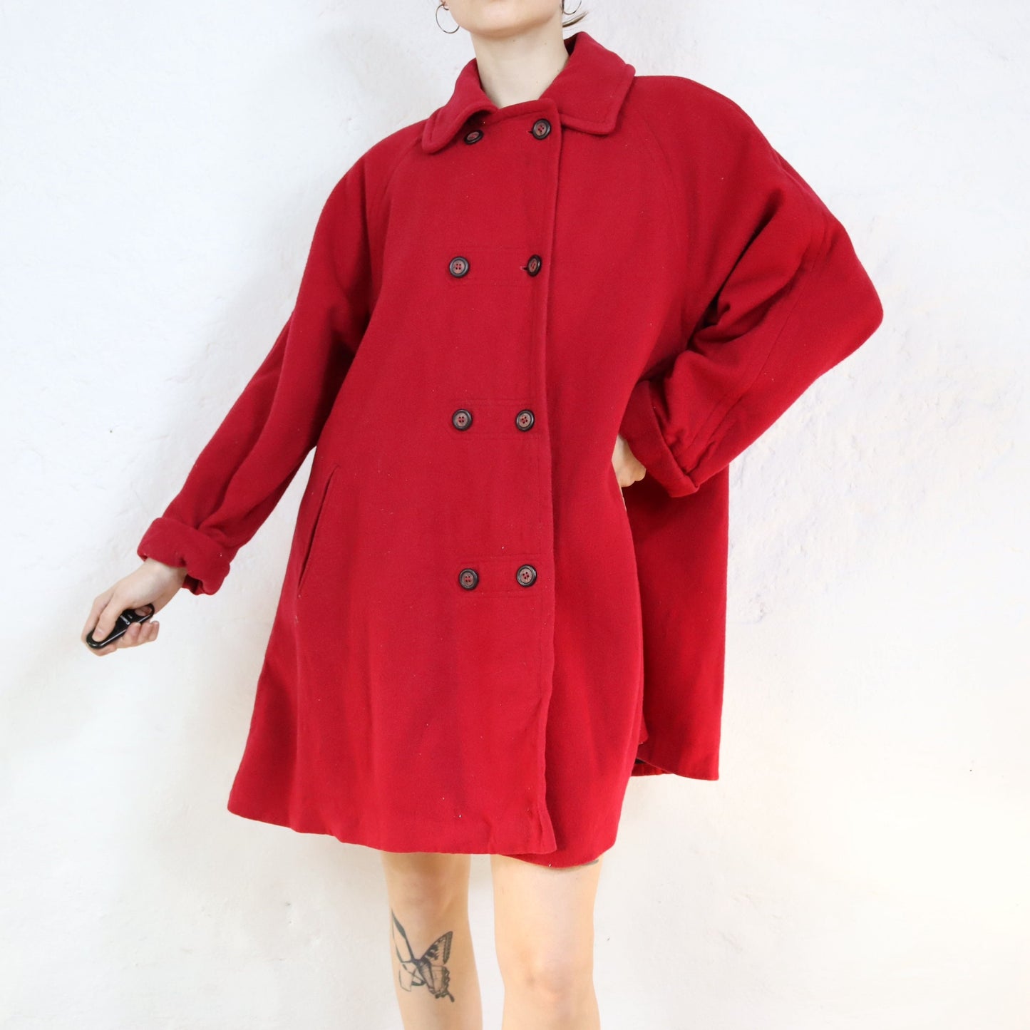 Vintage 80s 90s TIME COLLECTION coat new wool wool coat jacket red 40