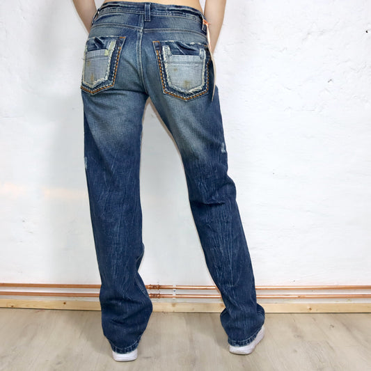 Vintage 90er 00er Y2k CIPO&BAXX Jeans Baggy low waist gerades Bein Deadstock W32 L33