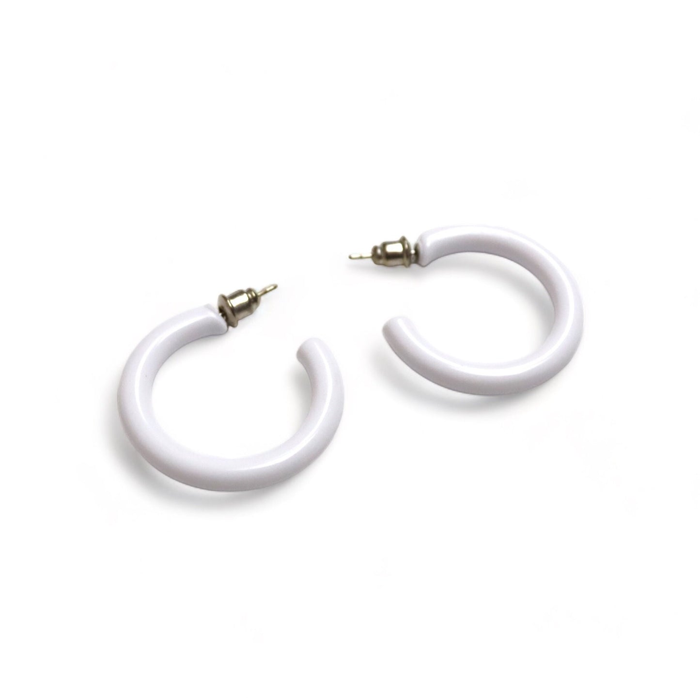 Vintage 80s 90s Y2k earrings hoop earrings studs deadstock white