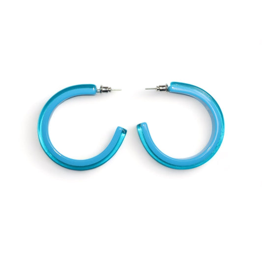 Vintage 80er 90er Y2k Ohrringe Creolen Ohrstecker Deadstock blau leicht transparent