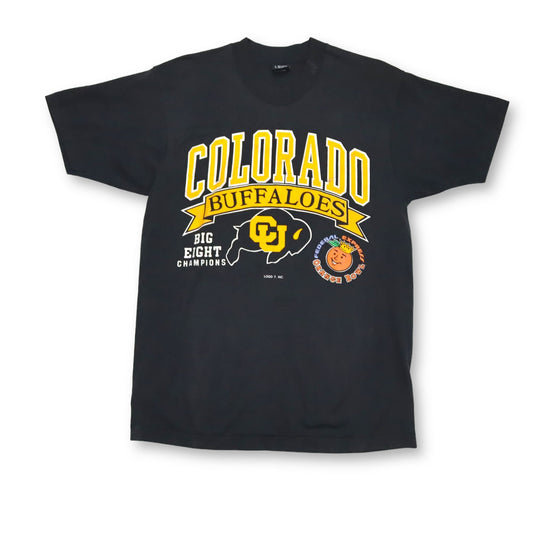 Vintage 80er 90er SCREEN STARS T-Shirt kurzarm schwarz Colorado Buffaloes M/L