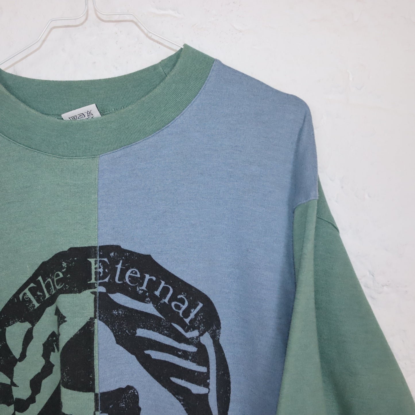 Vintage 80er 90er ETIREL Sweatshirt Pullover blau grün Print M